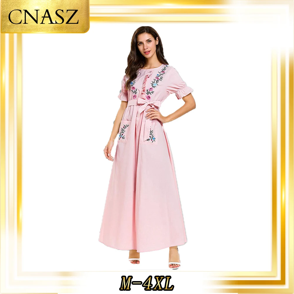 Женское мусульманское платье-Кафтан Abaya платье с объемными бантами