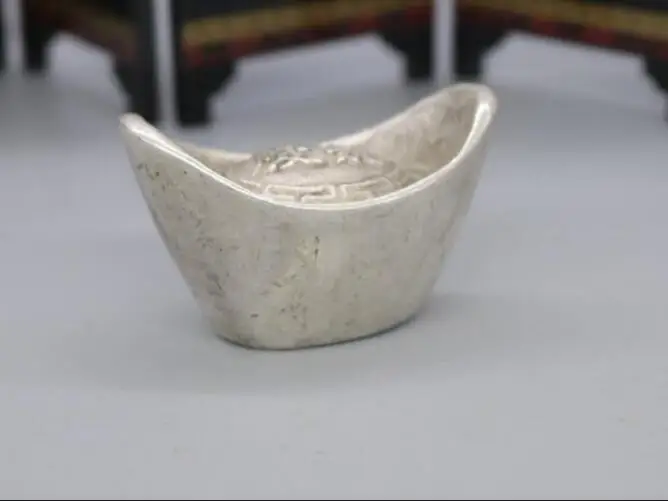 Copper Statue White copper Yuanbao Daqing Silver ingot Qing Dynasty Jiaqing emperor Ancient coins Decoration | Дом и сад