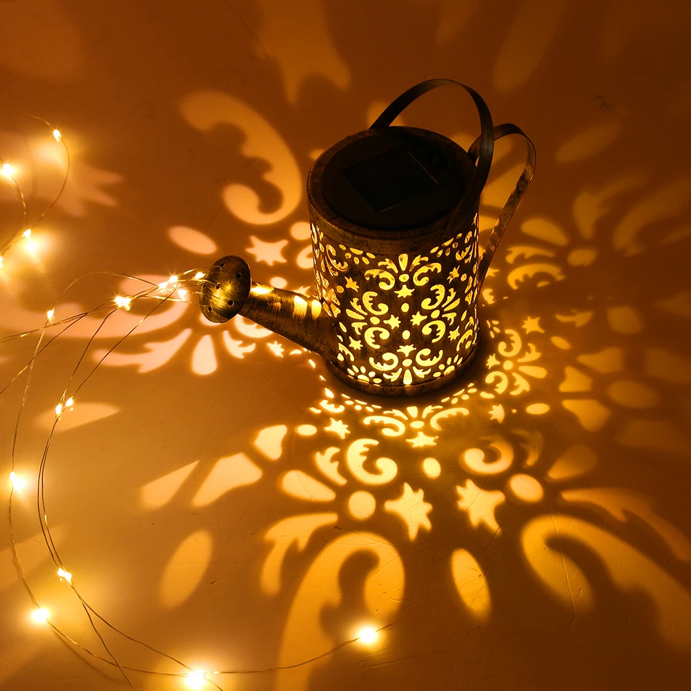 

LED Shower Solar Light String Star Bottom Hollow Outdoor Garden Projection Flash Warm Lamp Movable Iron Decoration