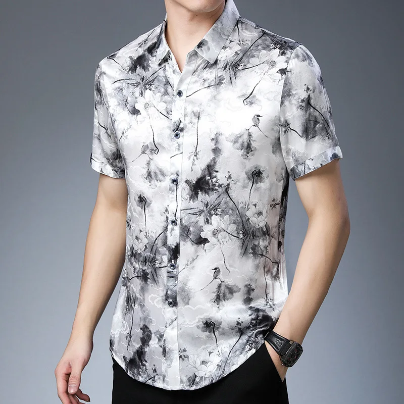 Рубашка мужская с коротким рукавом деловая Повседневная Формальная сорочка из