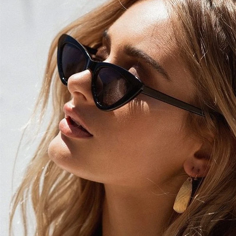 Маленькие женские солнцезащитные очки кошачий глаз красная черная оправа