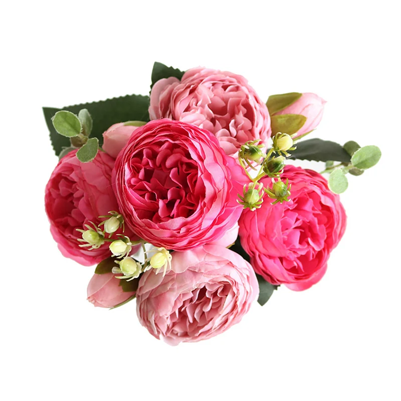 1 букет из 9 розовых шелковых цветов искусственные цветы Осенний Искусственный