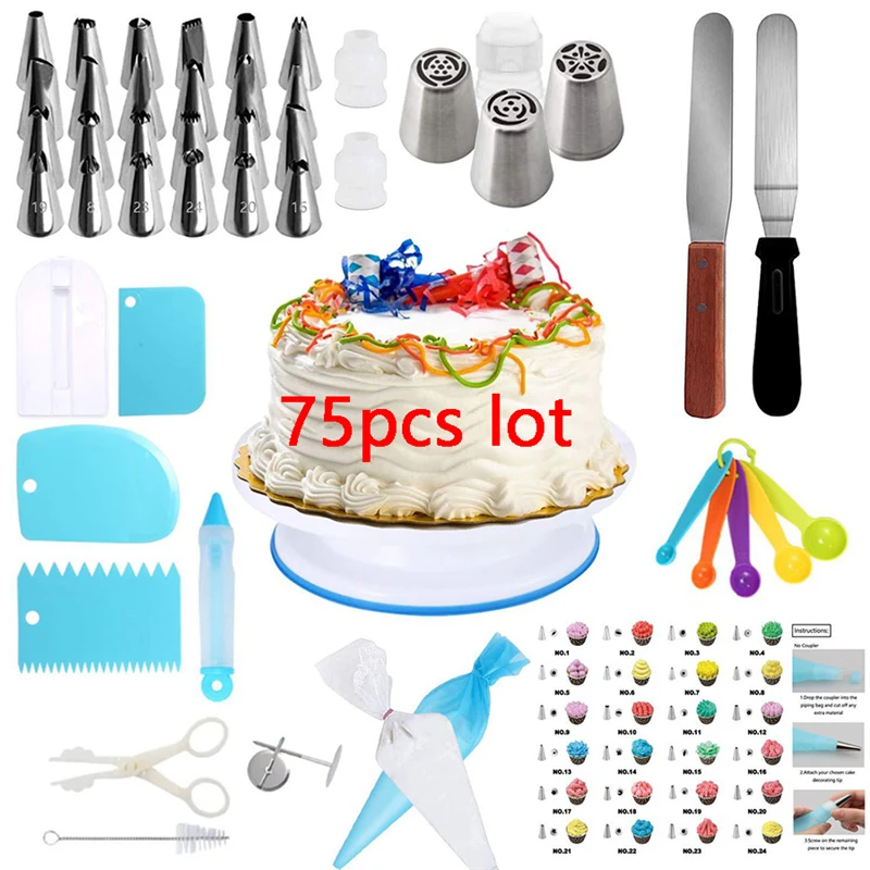 75pcs Насадки для кондитерских сумок глазирование торта декорирование инструменты Кондитерские насадки для кондитерского шприца насадки многоразовый кондитерский мешок - Цвет: 75pcs