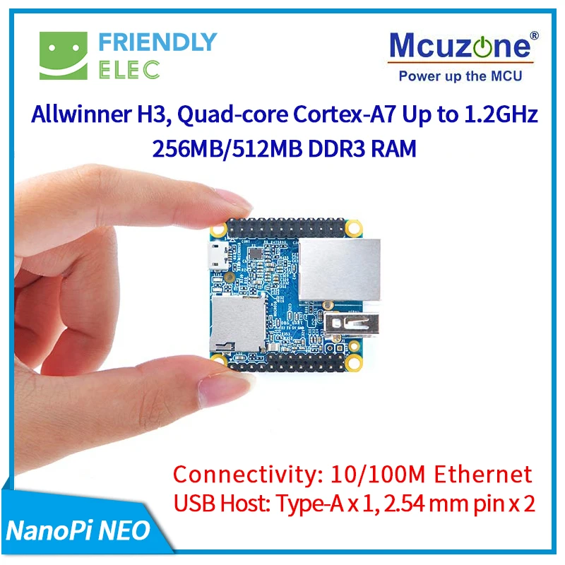 Фото NanoPi NEO 256M/512M Allwinner H3 Quad-core Cortex-A7 (работает с u-загрузкой, Ubuntu-Core) №1