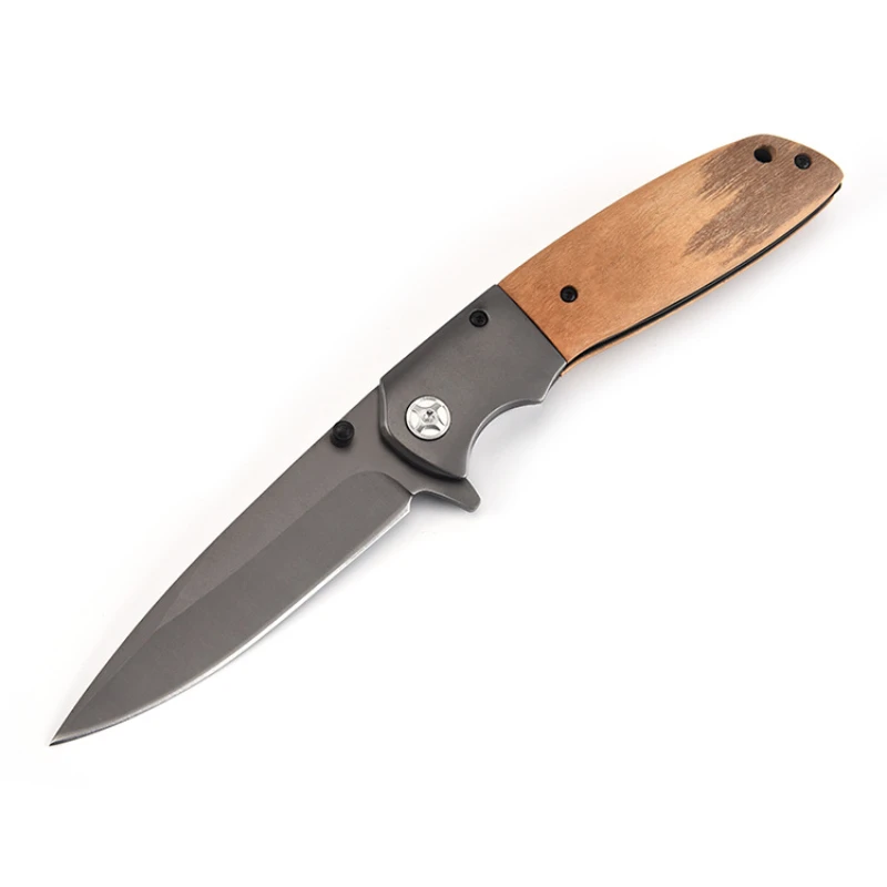 

Stainless Steel Wooden Handle Folding Knife Pocket Portable Outdoor Self-defense Camping Multifunctional Tactical Hunting Knife