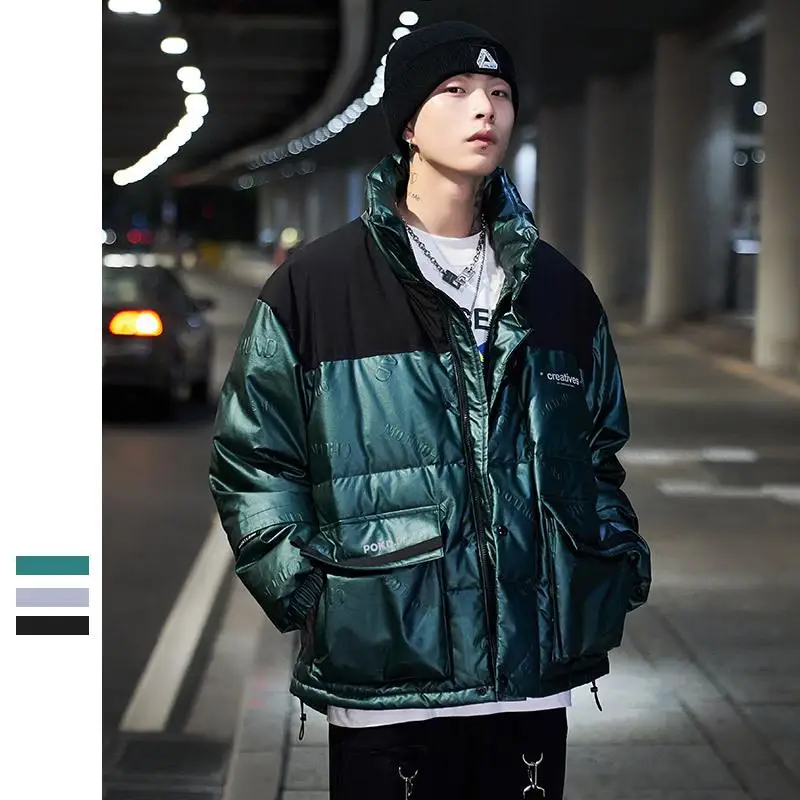 

Mens Down Jacket Fashion Men's 2020 Winter New Coat Fashion Loose Fit With Large Pocket Letter Printed Down Jacket