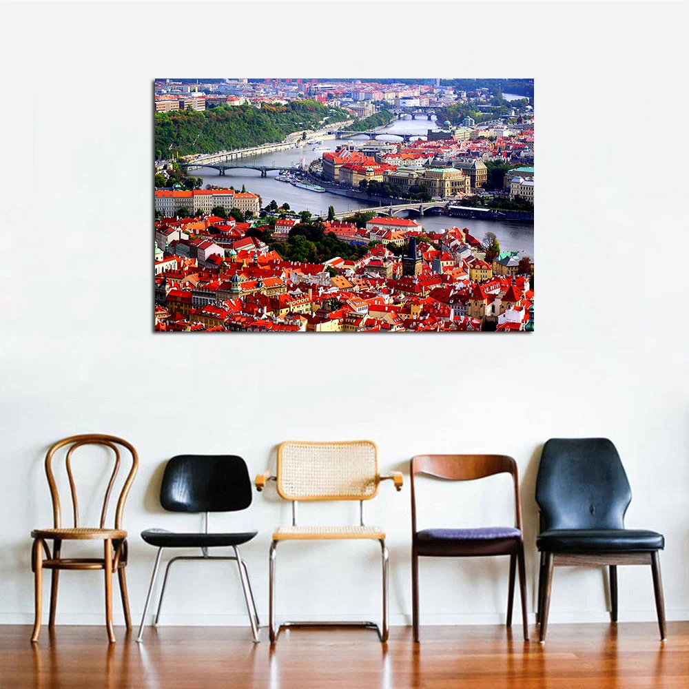 Плакат Прага Чехия городской пейзаж холст ткань печать картина для домашнего