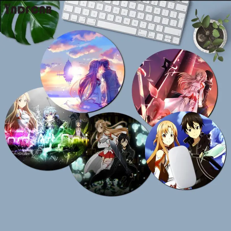 

YNDFCNB New Designs Sword Art Online Computer Gaming round Mousemats Anti-Slip Laptop PC Mice Pad Mat gaming Mousepad