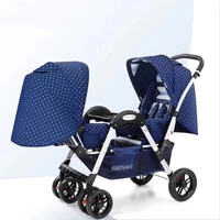 Twin Baby Stroller Baby Can Sit Can Lying Double Face-to-face Light Folding Shock Absorber Folding Trolley