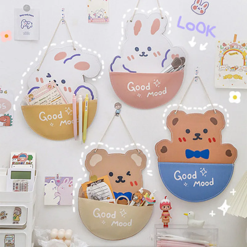 

Cute Student Hang on the Wall Behind Door Storage Bag Bedroom Renting Dormitory Hanging Bedside Wall-mounted Sundries