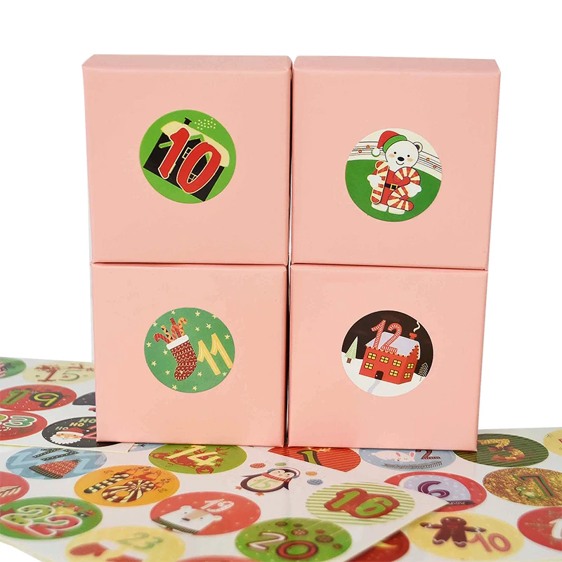Счастливого Рождества Рождественский календарь количество стикеры DIY конфеты