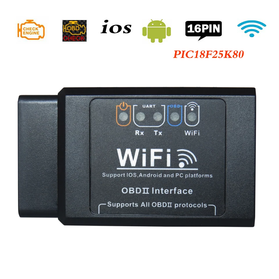 Latest V1.5 ELM327 WIFI OBD2/OBDII Car Diagnostic Scanner For iOS Android ELM 327 V 1.5 OBD 2 Wi Fi Diagnostic-Tools 10pc