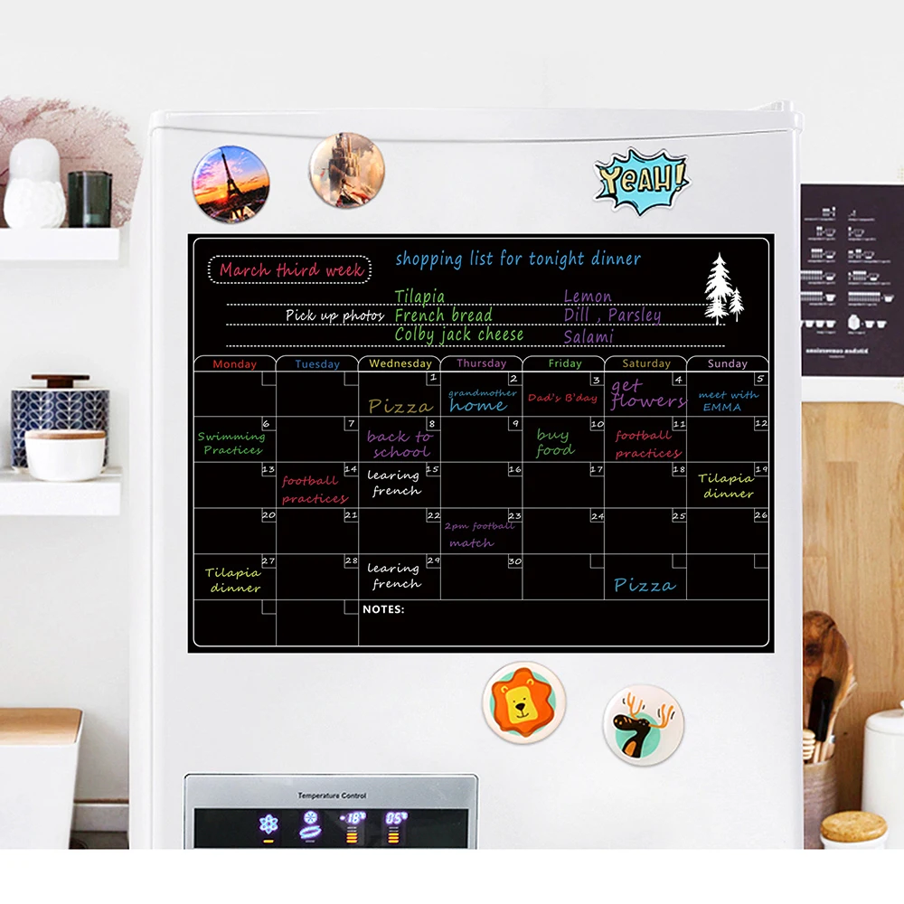 

Magnetic Dry Erase Board Calendar Whiteboard Refrigerator Stickers Fridge White Board for Schedule Daily Planner To Do List