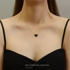 Простое женское ожерелье с черными бриллиантами из новой титановой стали с сеткой красного цвета, персонализированное модное простое ожерелье с О-образным сердцем, гипоаллергенное