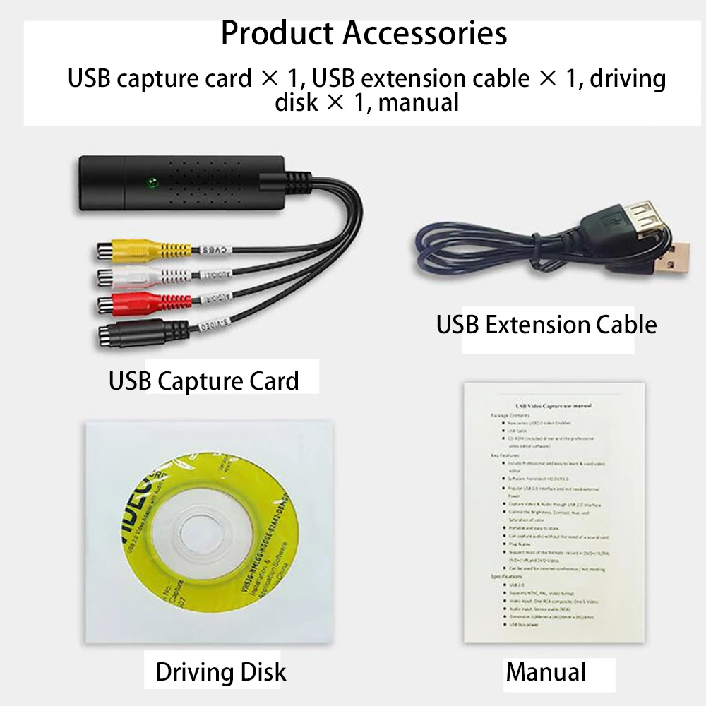 Видеорегистратор USB 2 0 видеоадаптер с картой захвата звука конвертер камеры DV ТВ