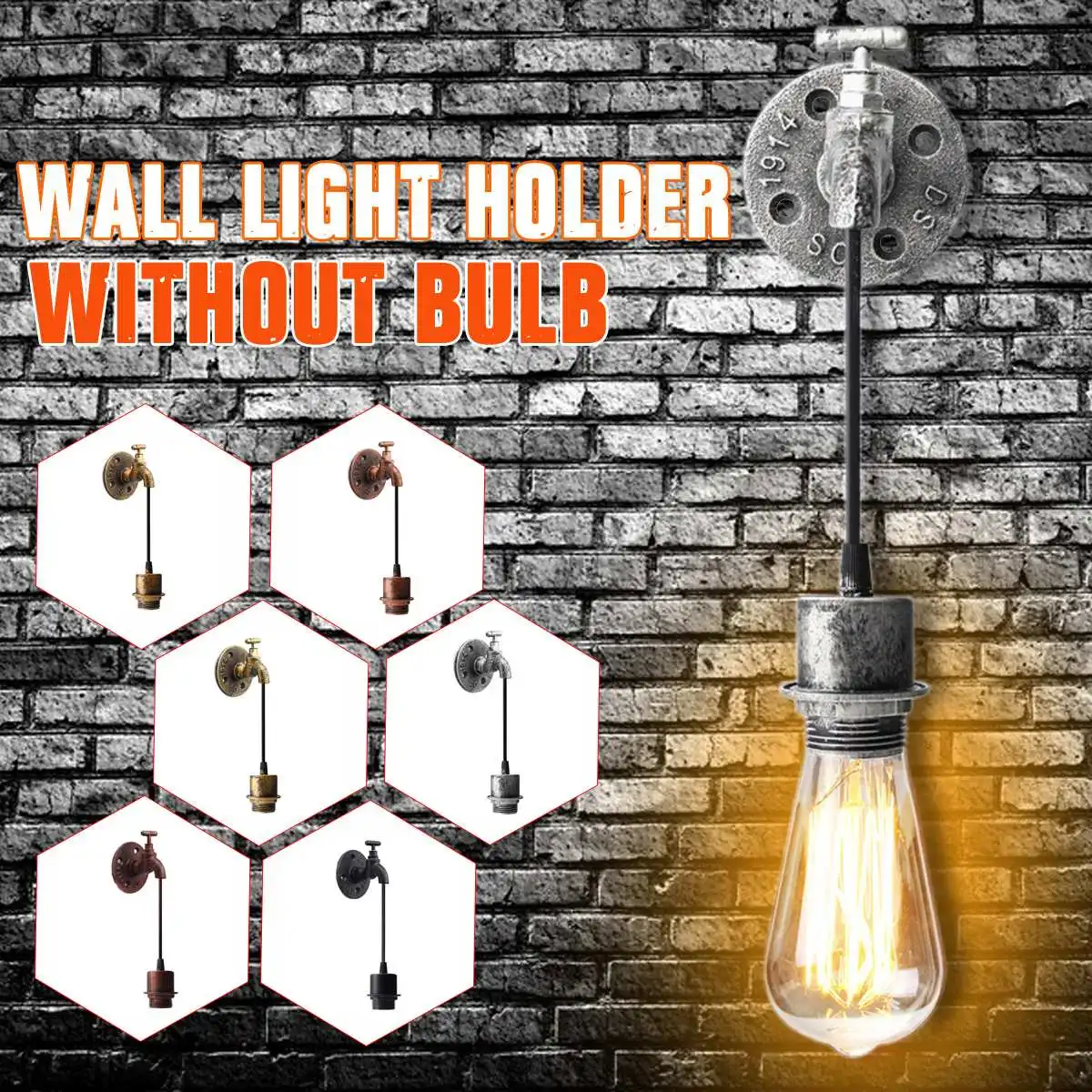 

Creative Retro E27 LED Wall Lamp Industrial Style Light Holder Home Restaurant Bar Club Coffee Shop Decor 1Pc