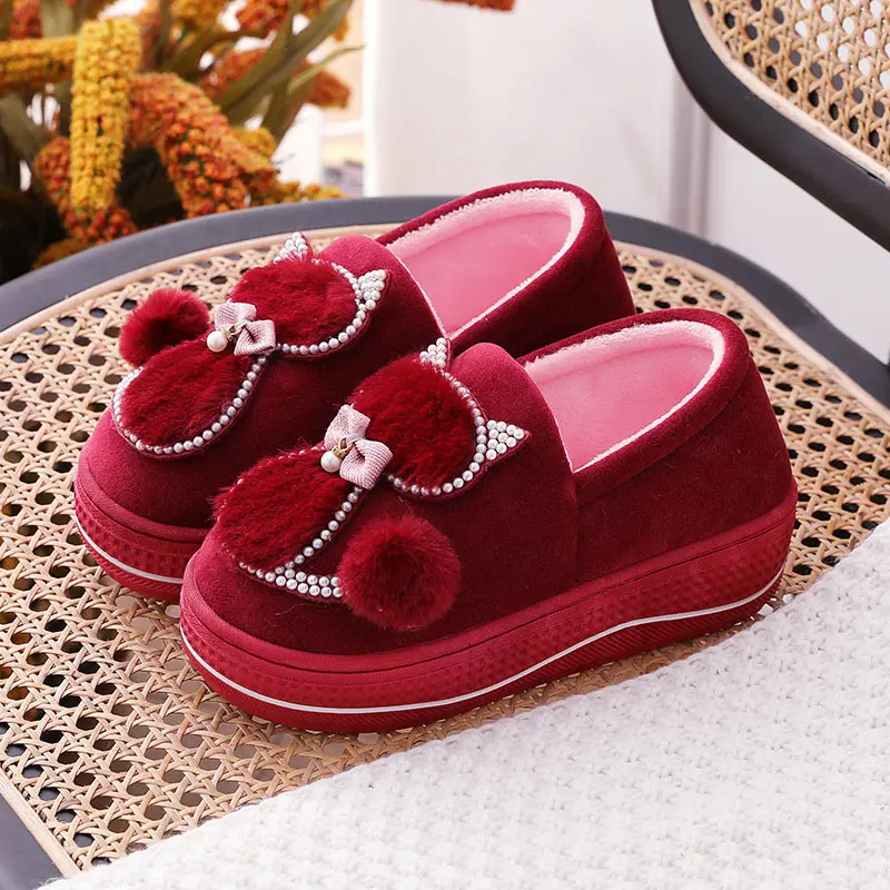 Winter Women Slippers Shoes Home Cute Thick Bottom Cat Warm Plush Ladies Shoe Fashion Flat Platform Female Casual 2021 New | Обувь