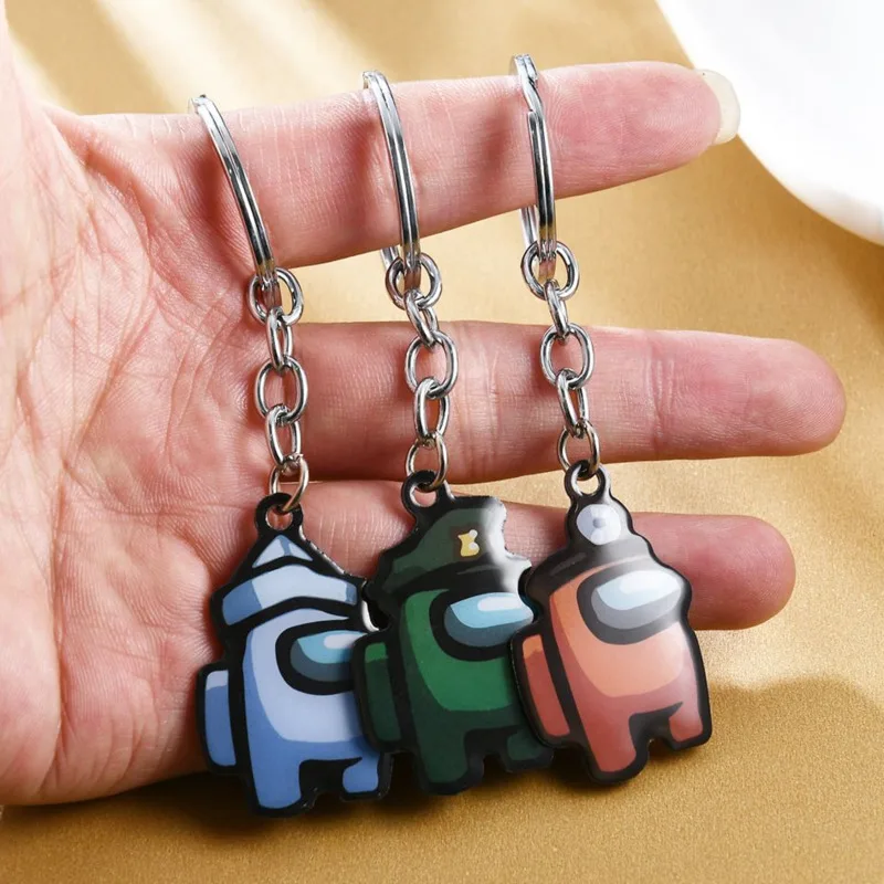 

1pcs Hot Games Among Us Keychain Acrylic & Metal Colourful Keychains for Car Keys Decoration Accessories Toys AmongUs Key Chain