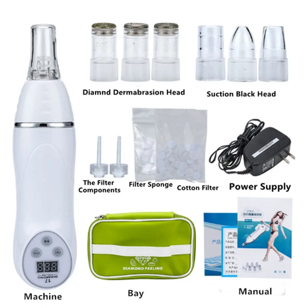 

Portable Diamond Peeling Device Blackhead Removal Cheap 6 Tips Skin Peel Diamond Dermabrasion Facial Massage