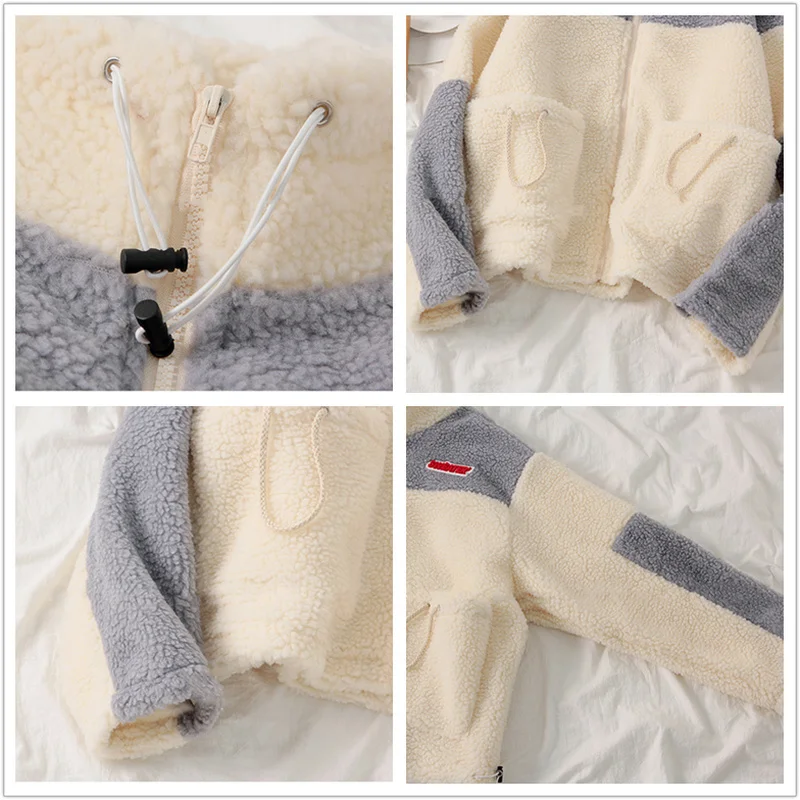 

2020 Autumn Lambswool Coats Large Sizes Winter Warm Women Parker Patchwork Sheepskin Coat Casual Baseball Jacket Woman Clothes