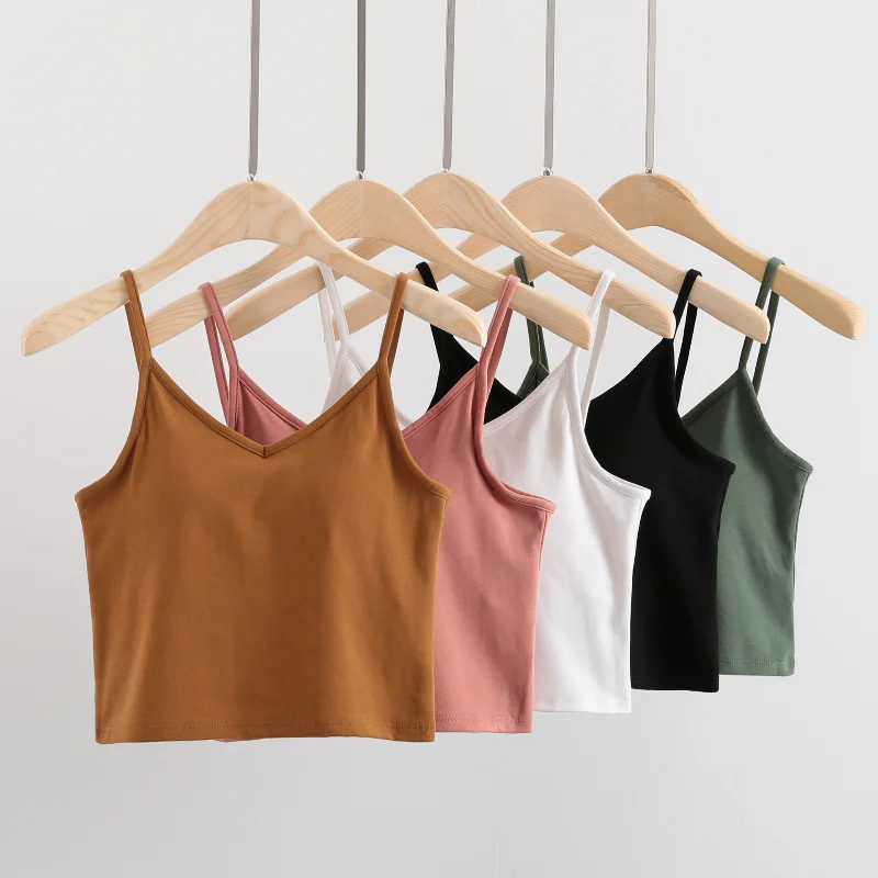 

Женский однотонный жилет с V-образным вырезом, бесшовное нижнее белье, жилет с подкладкой, антибликовый жилет, Шелковый мягкий спортивный бю...