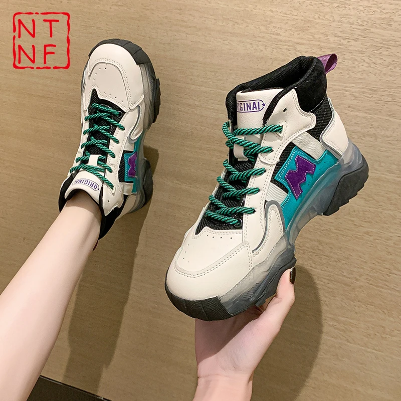 

NTNF Sneakers Women Shoes New Fashion Jelly Sole Vulcanized Shoes High Top Sport Platform Sneakers Women Trainers Basket Femme