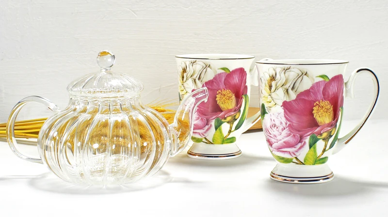 3pcs set pumpkin glass tea pot and bone china espresso cup taza coffee gift dispenser for service a cafe | Дом и сад
