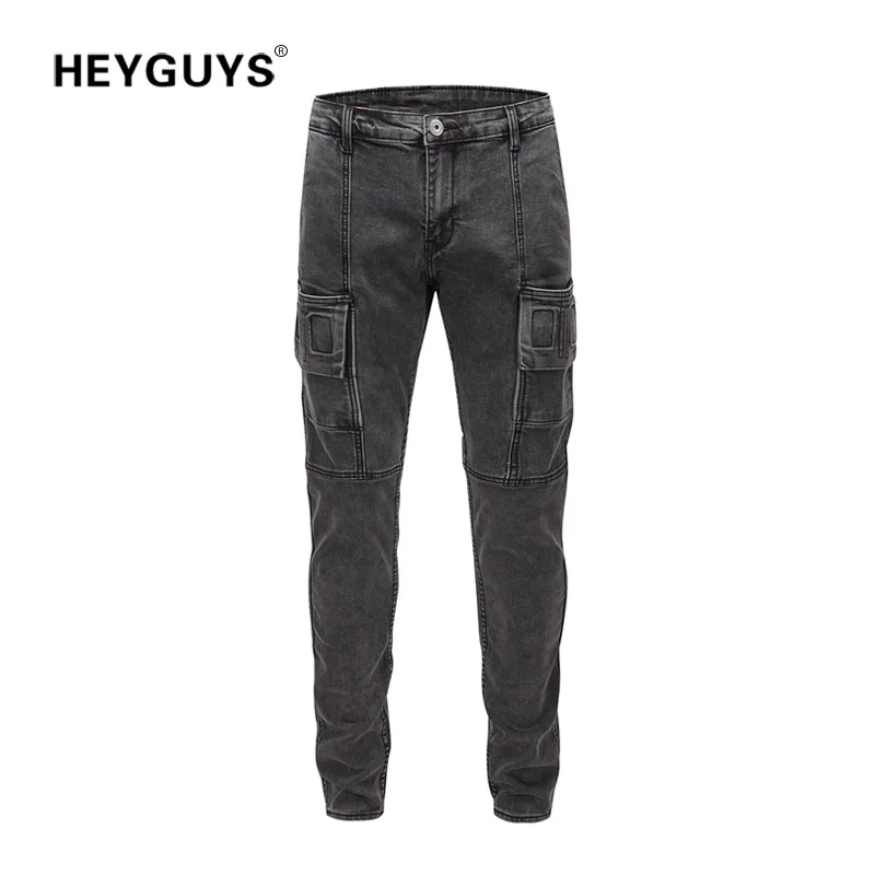 HEYGUYS новые модные мужские брюки обтягивающие джинсы уличные рваные для мужчин