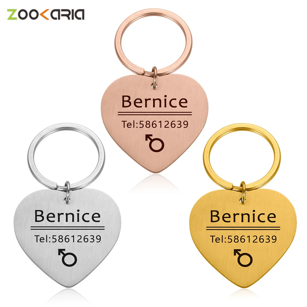 Dog Cat Pet ID Tags DIY Personalized Dogs Tag Stainless Steel Engraving Name and Telphone Number Collar Accessories | Дом и сад
