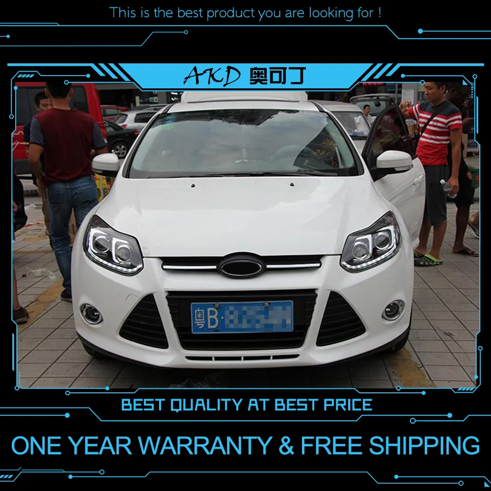 AKD тюнинг автомобильных фар для Ford Focus 2012 2014 светодиодные фары DRL ходовые огни Bi Xenon