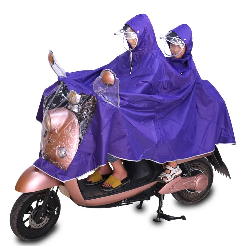 

Rainfreem Men Women Impermeable Motorcycle Bicycle Rain Poncho Double Cap Caves Transparent Hood Rain Gear Double raincoat