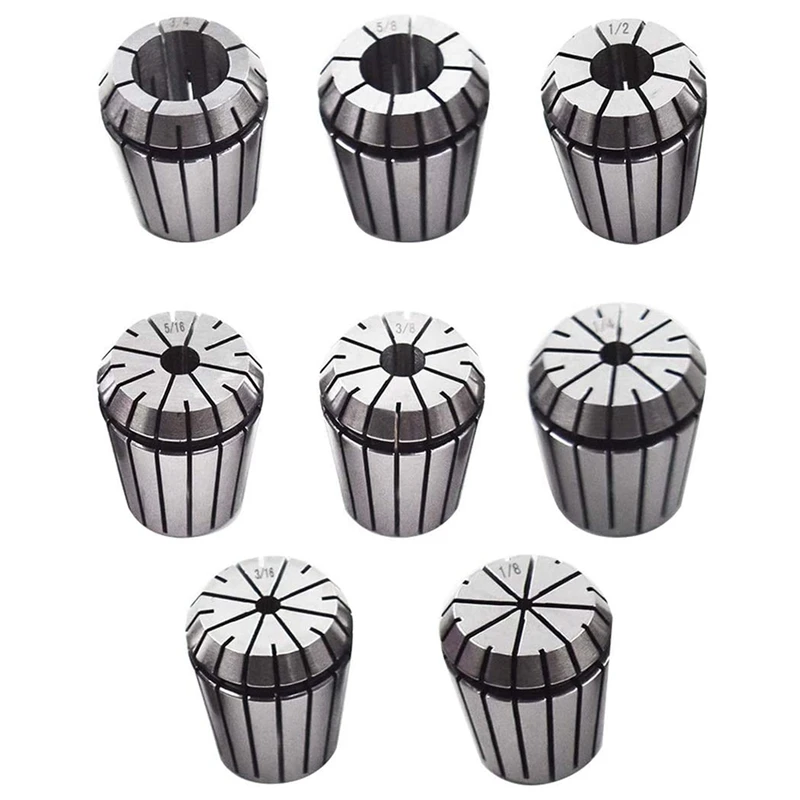 

8 Pcs ER32 Chuck, Normal Size 1/8 3/16 1/4 5/16 3/8 1/2 5/8 3/4