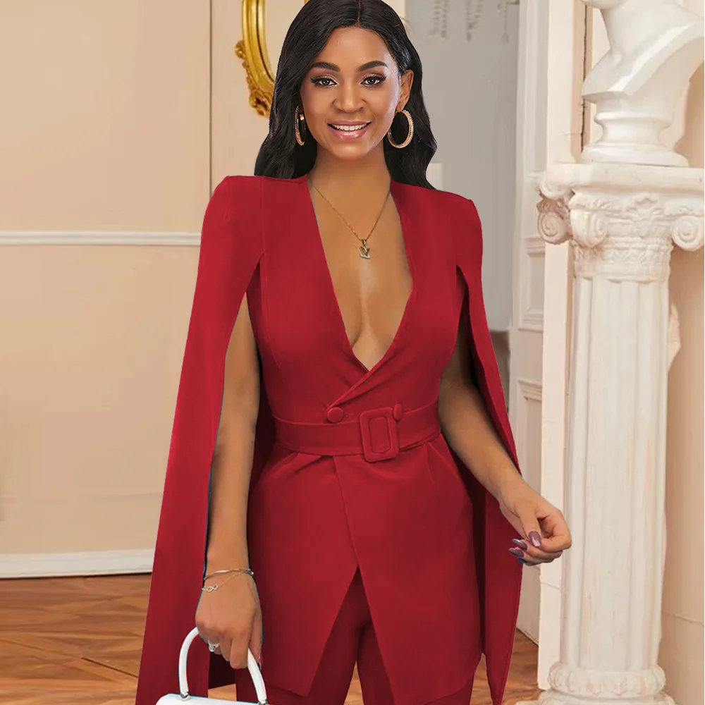 

Fashion Blazer Coat Women 2021 New Long Sleeve Lapel Cape Split Poncho Cloak Jacket Autumn Office Lady Coat Party Workwear