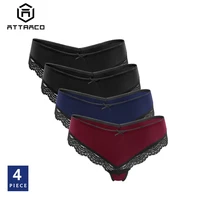 attraco underwear womens thong lace v string panties tanga briefs cotton soft sexy 4 pack hot sale dropshiping