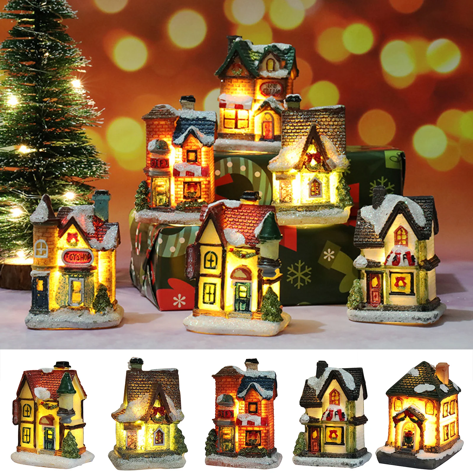 

Миниатюрный домик, мебель, кукольный домик, светодиодный домик, украшение с полимерсветильник миниатюрным домом, украшение для дома, рождес...