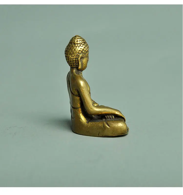 Портативная винтажная латунная статуя будды карманная сидячая скульптура для