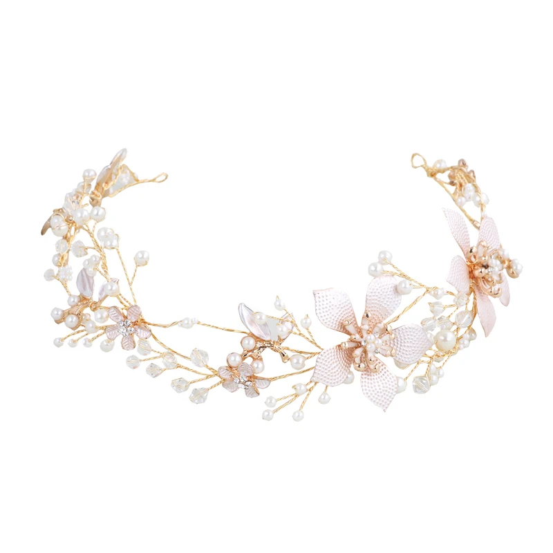

Pearl Rhinestone Wedding Headband Headdress Headpiece for Bridal Diadems Hair Accessories Bride Tiara Novia Crown Bijoux Cheveux