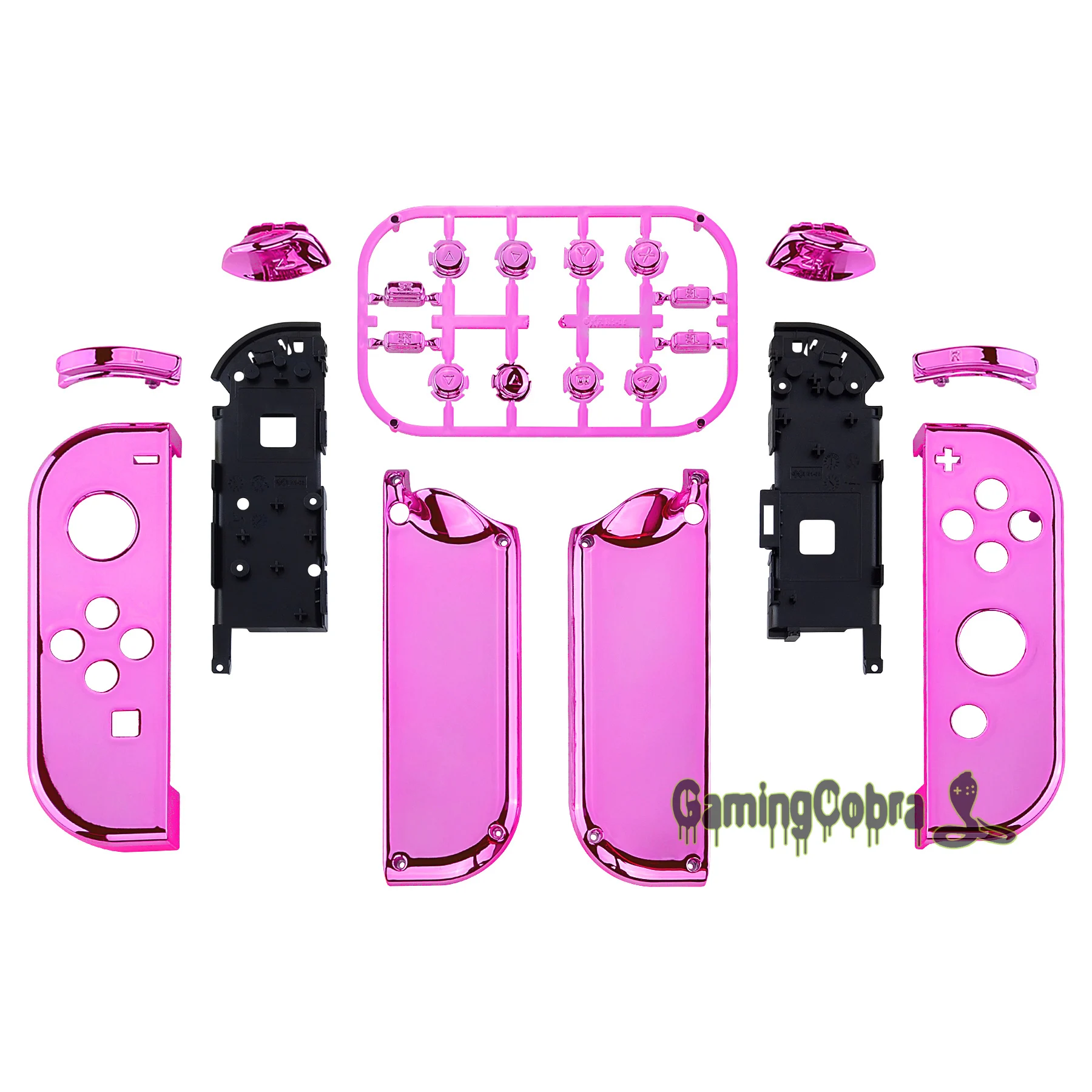 Чехол-накладка для Nintendo Switch JoyCon хромированный розовый | Электроника