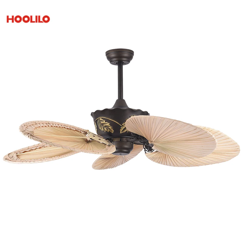 Умный светодиодный потолочный вентилятор с натуральным пальмовым листом