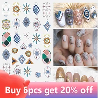 1 sheet nail art stickers morocco retro pattern decals goldentransfer slider for salon or home diy decoration