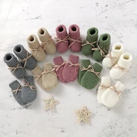 baby shoes gloves set knit newborn girls boys boots mitten fashion butterfly knot toddler infant slip on bed shoes hand made
