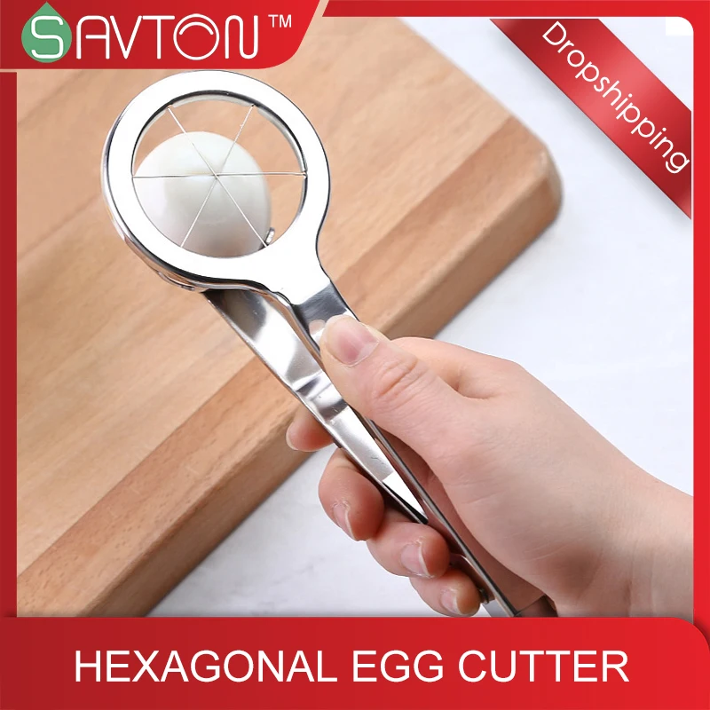 SAVTON Нержавеющая сталь яичный нож Кухня инструмент шестиугольная яйцо ножа для
