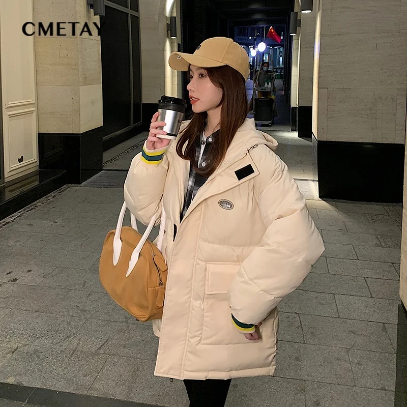 

Женские свободные парки с капюшоном, толстые теплые хлопковые куртки размера 2XL, зима 2021