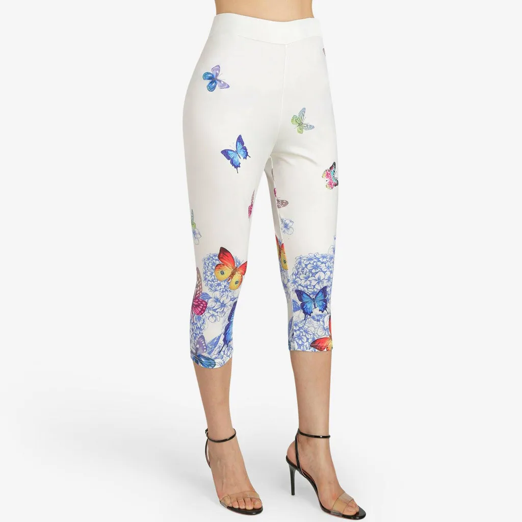 

Long Pants Women Fashion Womens High Waist Elastic Plus Size Printing Tight Pants Shorts Leggings#30