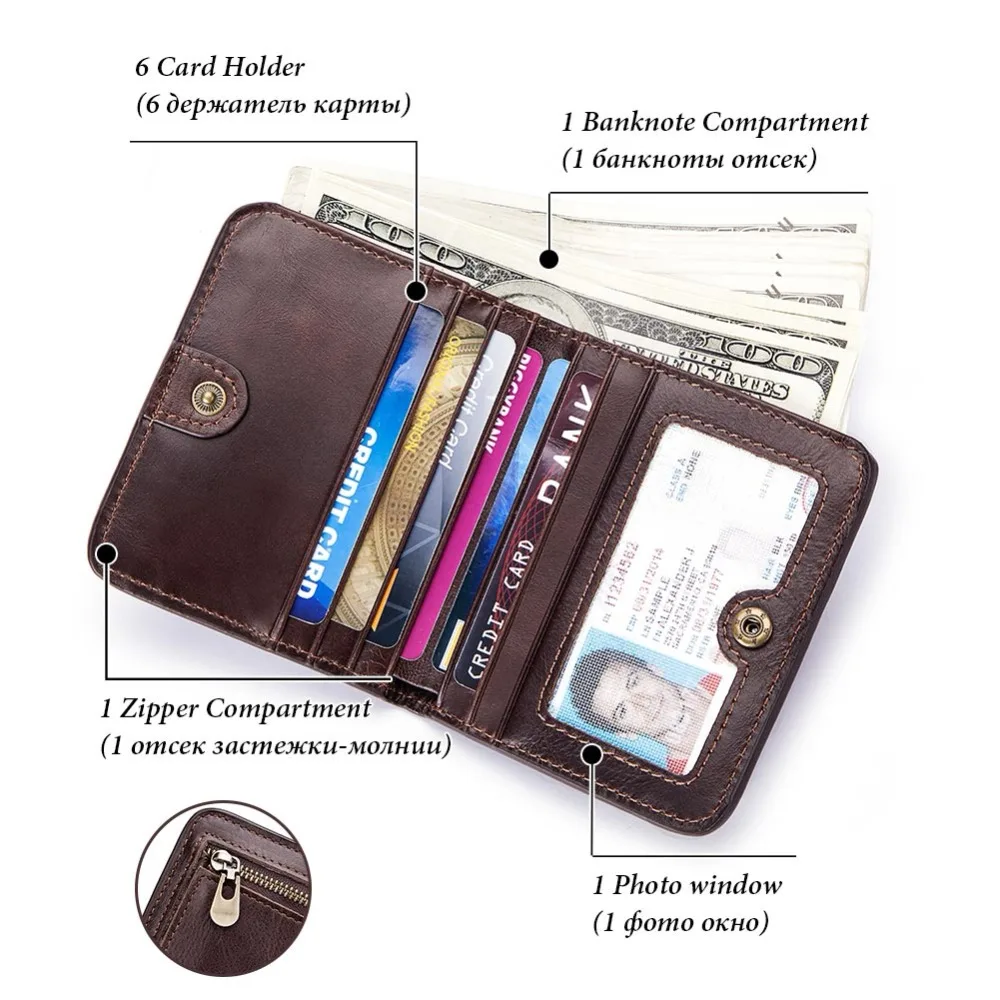 Модный мужской кошелек из натуральной кожи rfid короткий портфель Portomonee