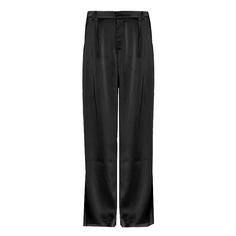 

Korean fashion high-waisted satin wide-leg pants 2020 spring new all-match straight mopping pants trousers casual pants trend