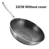nonstick skillet thick honeycomb handmade stainless steel wok frying pan non stick non rusting gasinduction cooker pan