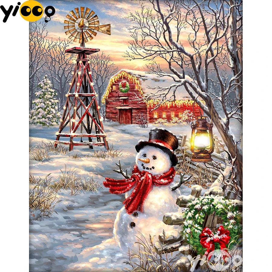 

Full Square/Round Drill Diamond Painting Cross Stitch Embroidery Snowman Farm Rhinestone Mosaic Home Decor Gift AX2538