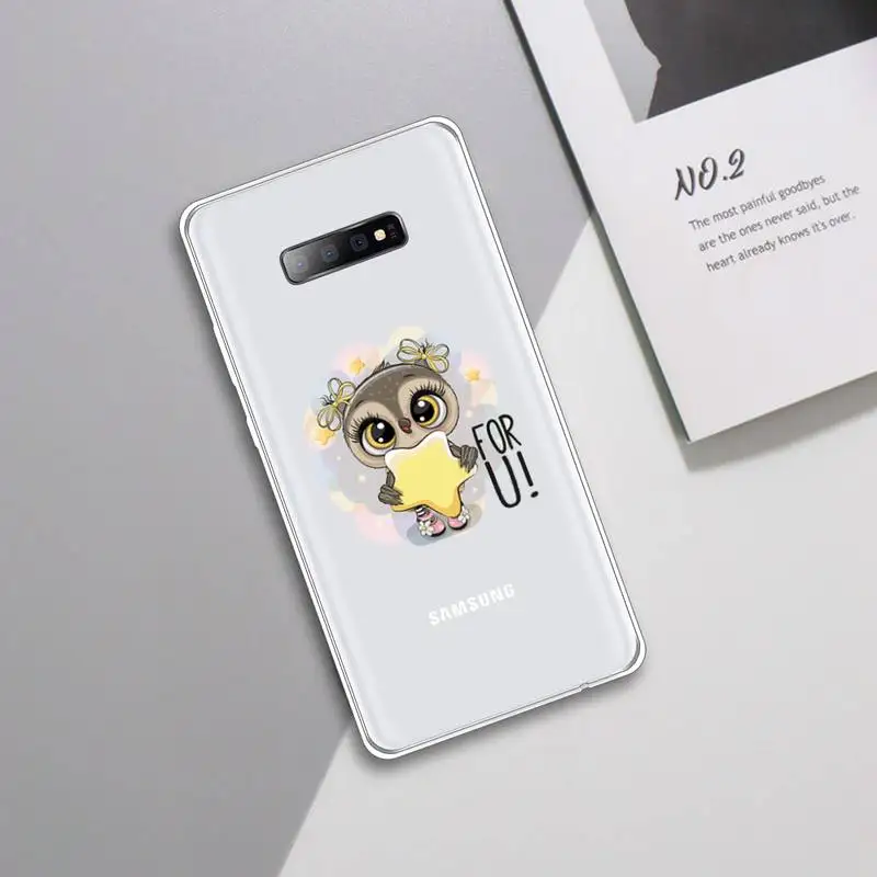 

Lovely Animal Owl Phone Case Transparent For Samsung Galaxy A 71 21s S note 8 9 10 plus 20 ultra