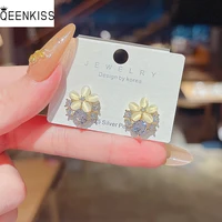 qeenkiss eg7412 fine jewelry wholesale woman birthday wedding gift opal flower zircon 925 sterling silver needle stud earrings